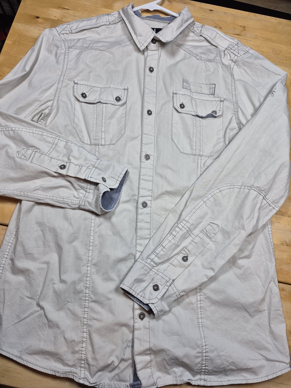 i jeans by Buffalo Light Khaki Long-Sleeve Button-Down Shirt